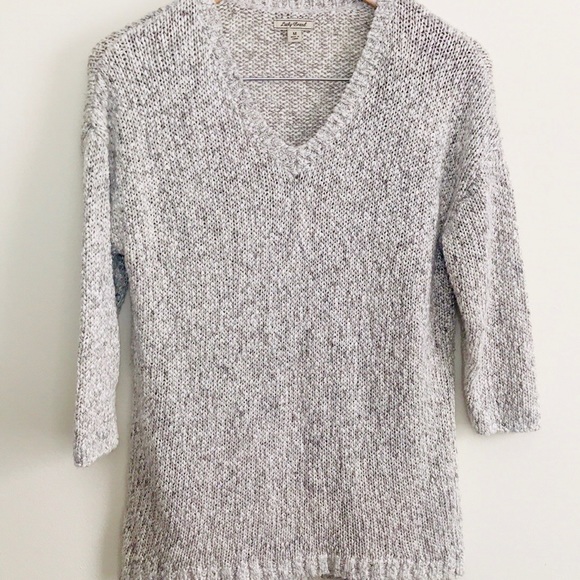 |Lucky Brand| Marled Grey Gray V Neck Sweater Sz M - Picture 4 of 5
